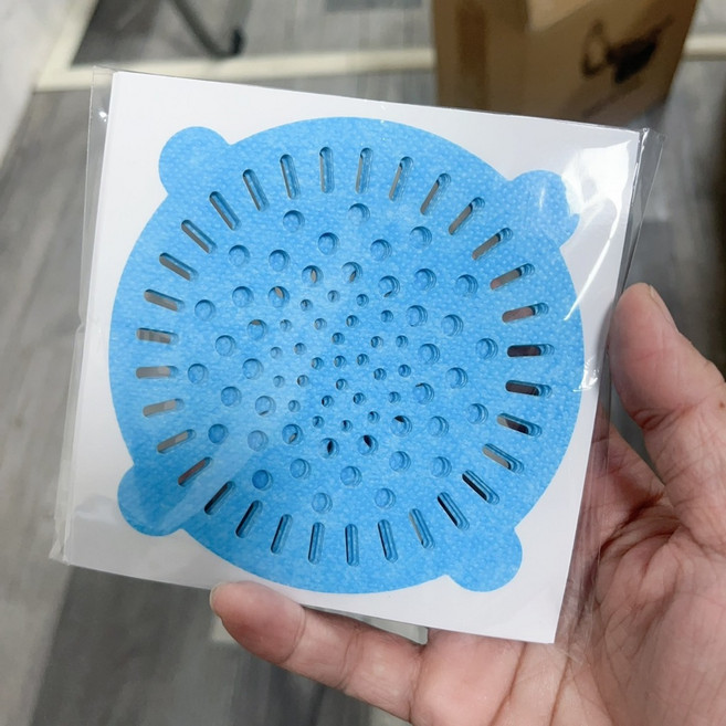一次性地漏貼 排水孔濾網 毛髮過濾片 浴室廁所排水孔防塞, 1個, 一次性地漏貼-藍色(單片)