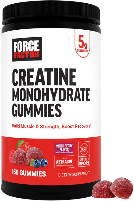 Force Factor 一水肌酸混合莓果風味軟糖, 1個, 150錠