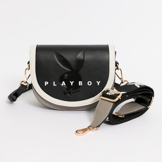 PLAYBOY 翻蓋斜背包 Retro sweetheart系列 黑色