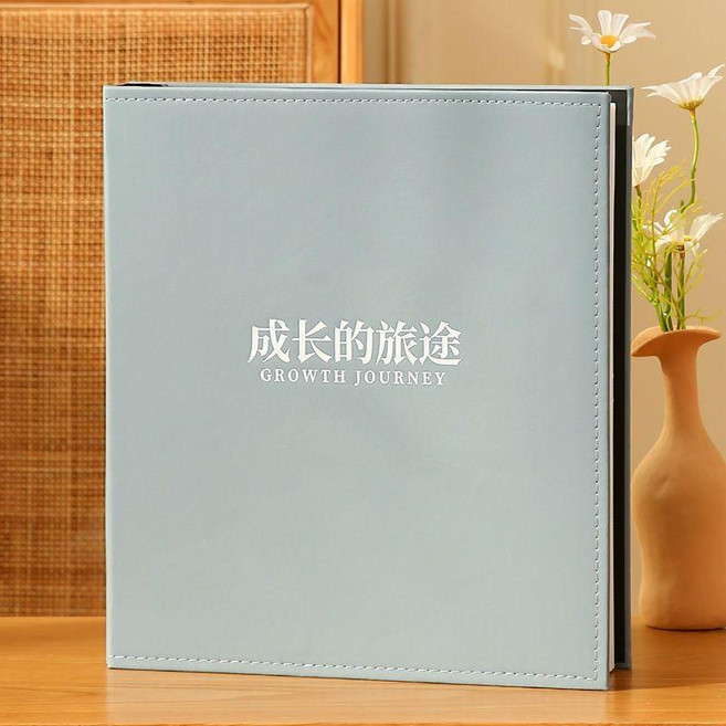 6寸1000張相冊本紀念冊家庭版大容量5寸插頁式情侶明信片收納冊 副廠商品, 成長的旅途 皮質相冊 淺湖藍,6寸1000張過塑標準可放, 淺湖藍, 6寸, 1000張