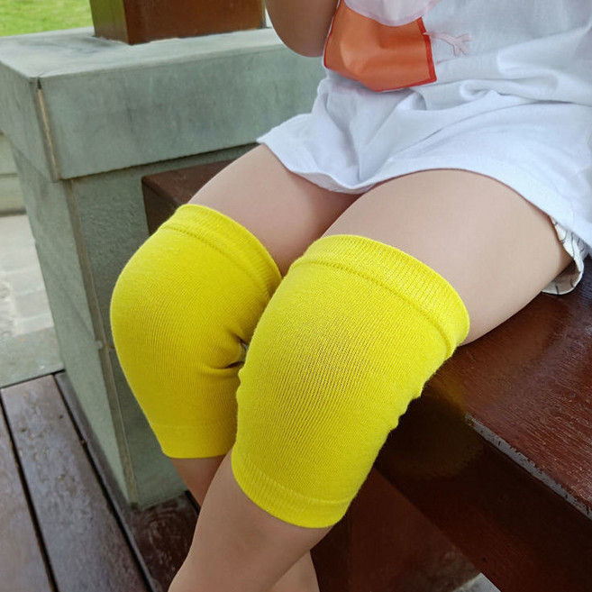 兒童防摔護膝夏季薄款寶寶學步爬行防摩擦學生運動護肘保暖腿襪套, 黃色,2雙裝, 1個