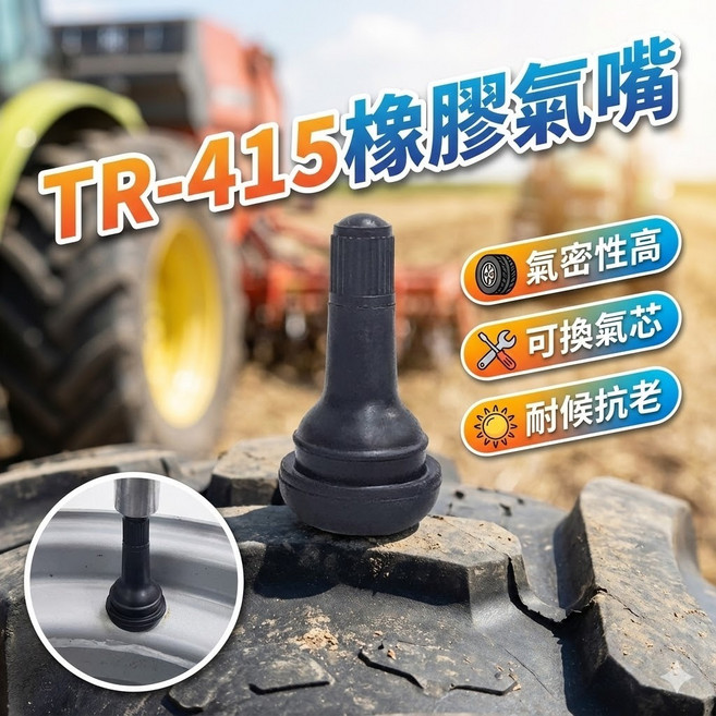 TR415 橡膠氣嘴 汽車直式氣門嘴 輪胎更換維修氣嘴 高壓耐用氣嘴嘴頭, 1個