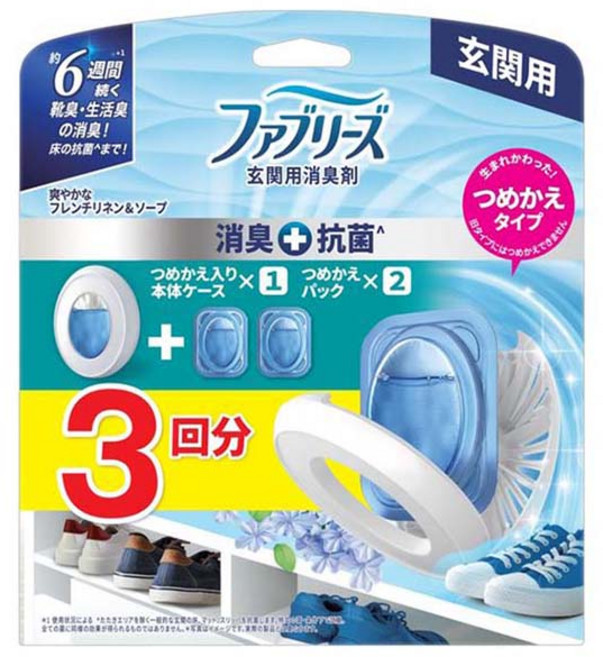 febreze 風倍清 玄關用除臭劑 Deodorant Plus 清新法式亞麻&皂香 正裝 + 2入補充包, 1個, 21ml