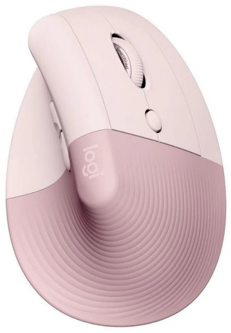 Logitech 羅技 人體工學垂直滑鼠 - 光學感應器 可調滾輪, 玫瑰粉, LIFT