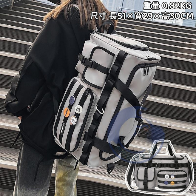 大容量工裝機能旅行背包 乾濕分離運動健身包, 灰色, 1個