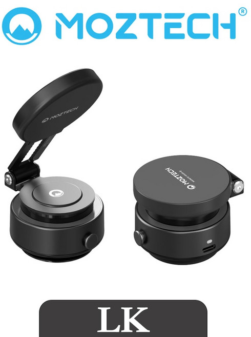 【MOZTECH】真空吸盤手機支架 360旋轉 Magsafe, 1個, 黑色