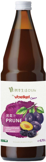 【德國Voelkel】黑棗汁 750mL 效期至2027/4/30 歐盟認證 西梅汁 李子汁 西梅果汁 無加糖與防腐劑 100%天然果汁 非濃縮還原, 1個