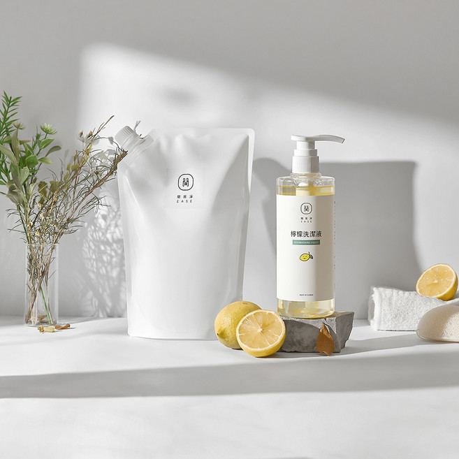EASE 簡易淨 檸檬洗潔液 500mL+1000mL補充包 新鮮檸檬原汁添加 SGS檢驗合格 溫和不刺激, 1個, 500mL+補充包1000mL
