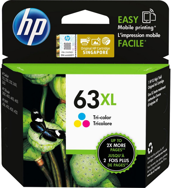 HP NO.63XL 原廠墨水匣 高容量 F6U64AA 彩色, 1個, F6U63AA 彩色