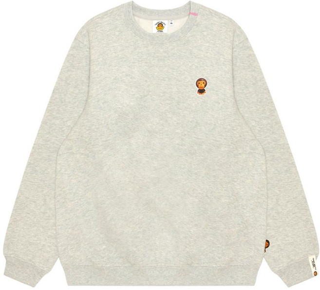 베이프 그래픽 프린트 크루 넥 스웨트셔츠