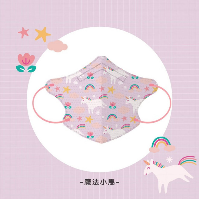 昌明 3D兒童立體耳繩醫療口罩 (30入/盒), 1個, 昌名 兒童立體(S)耳繩-魔法小馬30入