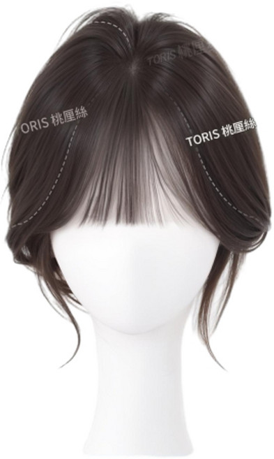 TORIS 桃麗絲 修顏八字隱形假髮劉海片, 含真發混絲媽生感空氣劉海 自然色, 1個