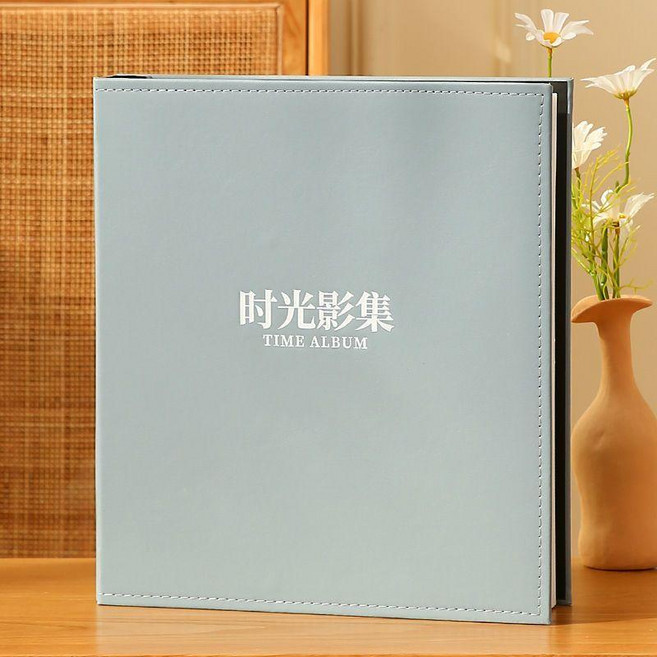6寸1000張相冊本紀念冊家庭版大容量5寸插頁式情侶明信片收納冊 副廠商品, 時光影集 皮質相冊 淺湖藍,5寸800張過塑標準可放, 淺湖藍, 5寸, 800張