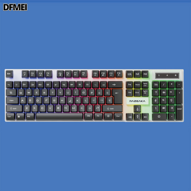 DFMEI H300有線發光鍵盤鼠標套裝機械手感 筆記本臺式家用商務, BSUN TOY, 如圖, RK-KO1黑色方形-單鍵盤