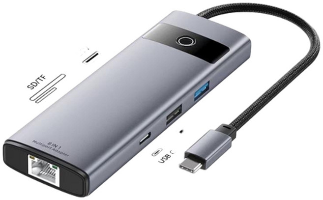 HANQI USB3.0 Type C擴充埠 千兆網口五合一路由器, ZX078 Type - C擴充套件塢八合一 百兆, 1個