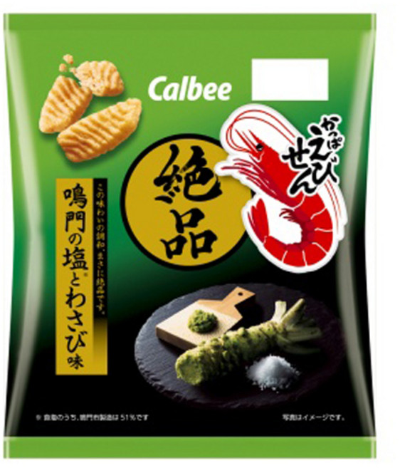 Calbee 卡樂比 卡樂比 蝦味濃厚火之國鹽味與山葵味, 12個, 50g