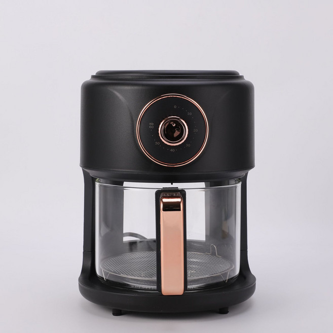 家用6L玻璃款空氣炸鍋, 6L旋鈕黑 - 美規110V, 如圖
