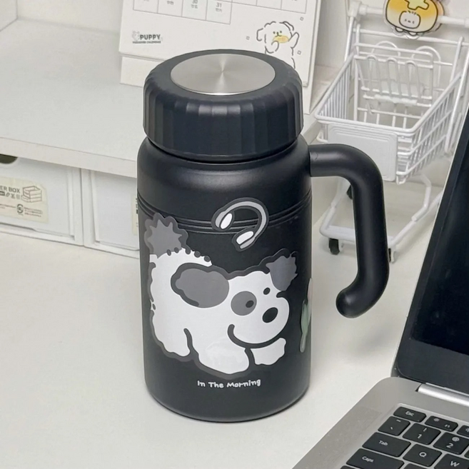 HYLSS 316不銹鋼保溫杯新款辦公家居創意水杯便攜大容量咖啡杯, 1個, 1L, 黑色(1740):1000ml手柄