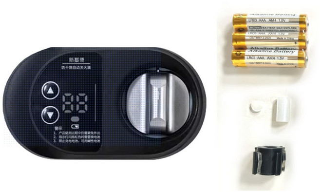 超能玩工 瓦斯爐定時器 自動關火 瓦斯安全 瓦斯計時器, 1個, 定時關火器【左側】有送電池