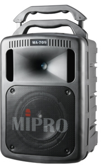 MIPRO 豪華型手提式無線擴音機 清晰音質 輕巧便攜 多種音源輸入, 黑色, 1個, MA-709主機+Type-C充電無線發射器*2+頭戴式麥克風*2