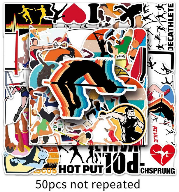 50張田徑運動塗鴉貼紙 防水DIY手機行李箱貼紙, 1個, 50張 田徑運動-664