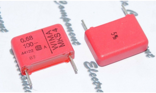WIMA MKS4 0.68uF 680nF 100V 5% 金屬膜電容 - 15mm腳距立式, 1個
