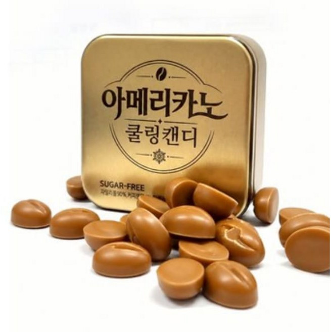 韓國新款Cooling Americano 金美式 咖啡木醣醇薄荷 滑蓋鐵盒咖啡糖, 32g, 4個