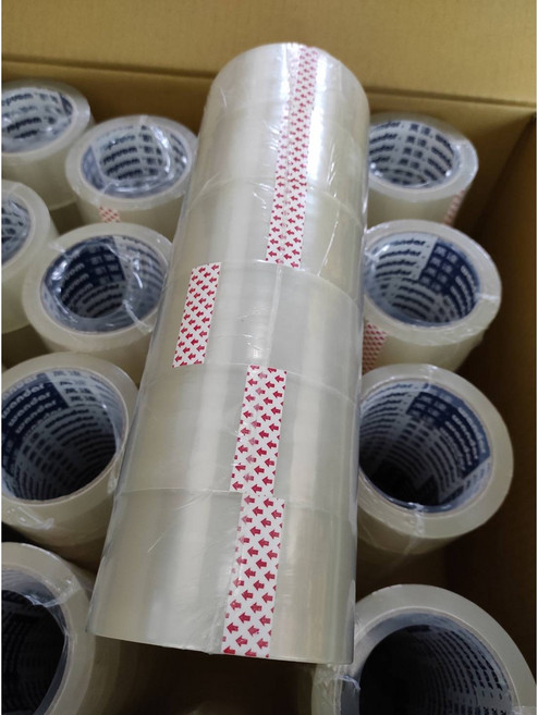 台灣高黏度膠帶48mm/90Y 透明封箱膠帶 高黏性網拍出貨膠帶, 1個, 1條6顆膠帶