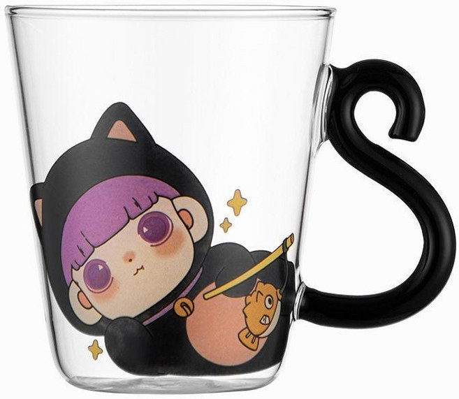日式可愛貓咪玻璃杯 貓爪杯子, 1個, 美人魚貓