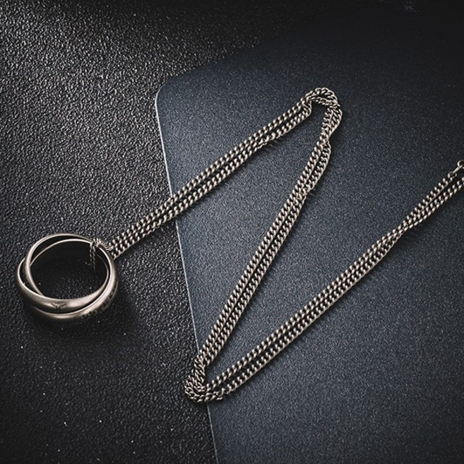 【W.Y】多層戒指 三環戒指 鈦鋼項鍊 Necklace 情侶 吊飾 首飾