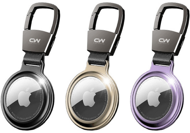 CW 磁吸合金保護套 適用於 Apple AirTag 鑰匙圈 吊飾, 紫色, 1個