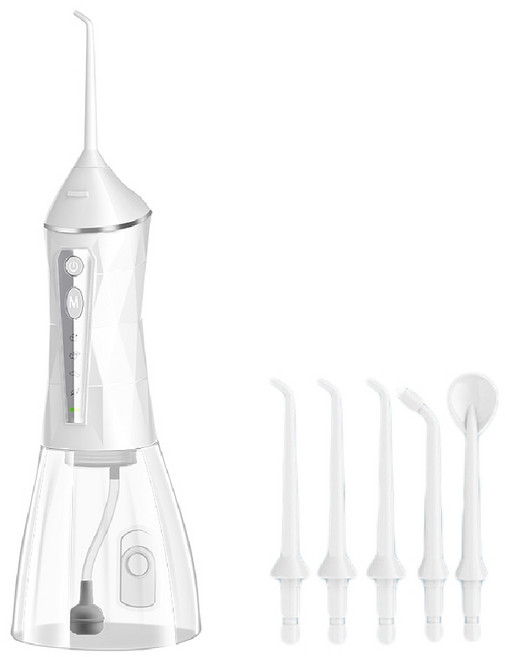 便攜式沖牙器 IPX7防水 360°旋轉噴頭 多種清潔模式, 鑽石白, C1