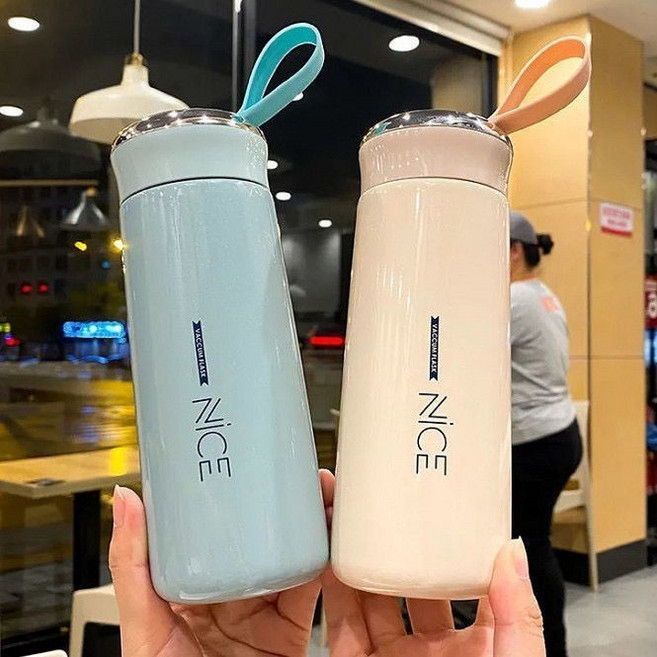 時尚可愛玻璃杯 塑膠防撞層 辦公室水杯 茶杯 小水壺, 1個, 奈斯杯,藍色