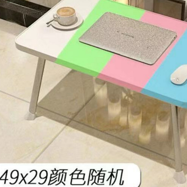 床上書桌筆記本電腦桌 學生宿舍寫字桌小桌子 折疊學習桌 便攜式筆電桌, 顔色隨機【49*29*28】