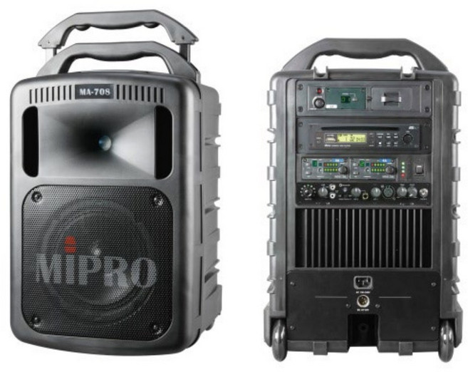 MIPRO 豪華型無線擴音機 無線傳輸 清晰洪亮 多功能音源輸入 輕巧便攜, 黑色, 1套, MA-708主機+Type-C充電無線發射器*2+頭戴式麥克風*2