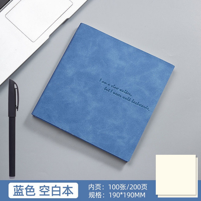 美佳文具 正方形筆記本 簡約學生考研日記本 加厚記事 方格空白手賬, 1個, 空白內頁款,歐潤橙(19cm*19cm), 空白內頁款,歐潤橙