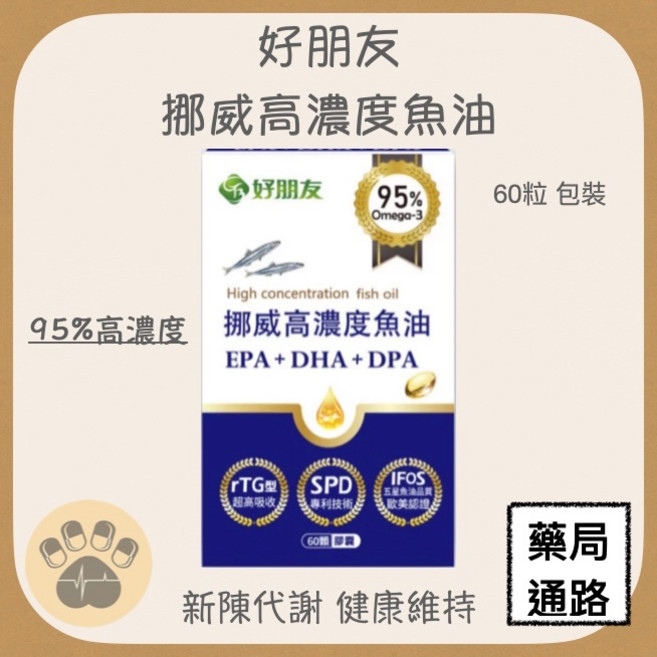 好朋友 挪威高濃度魚油 60粒裝 95% Omega-3, 1個