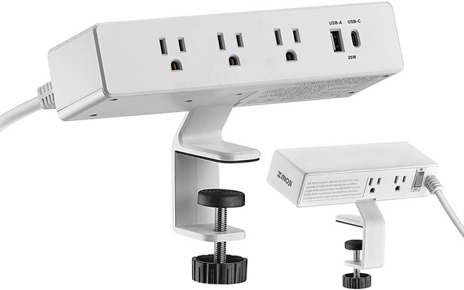 完美主義 Zmoji雙向多功能延長線(桌夾款) 1.8M USB-C/USB-A充電孔 自動斷電, 白色, 1個, 白色