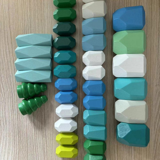 50粒 多彩疊石積木, 36粒新款組合, 1套