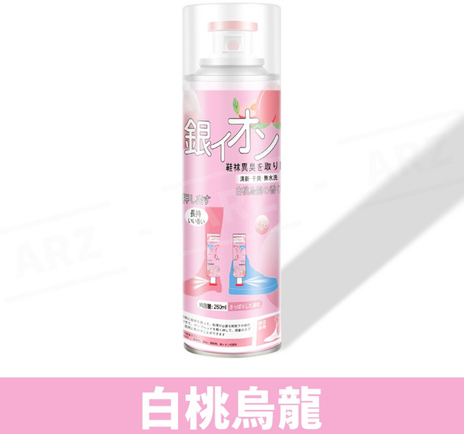 ARZ 銀離子鞋襪除臭噴霧 白桃烏龍香, 1個, 白桃烏龍, 260ml