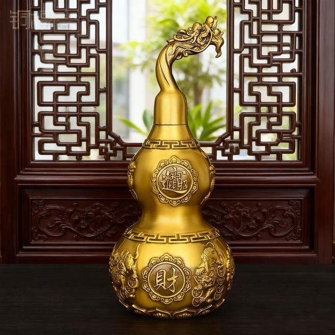 銅龍頭葫蘆擺件,招財進寶工藝品