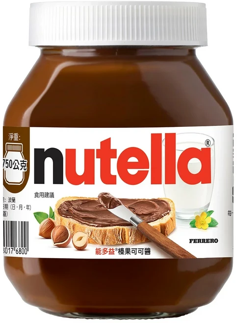 nutella 能多益 榛果可可醬, 750g, 1罐