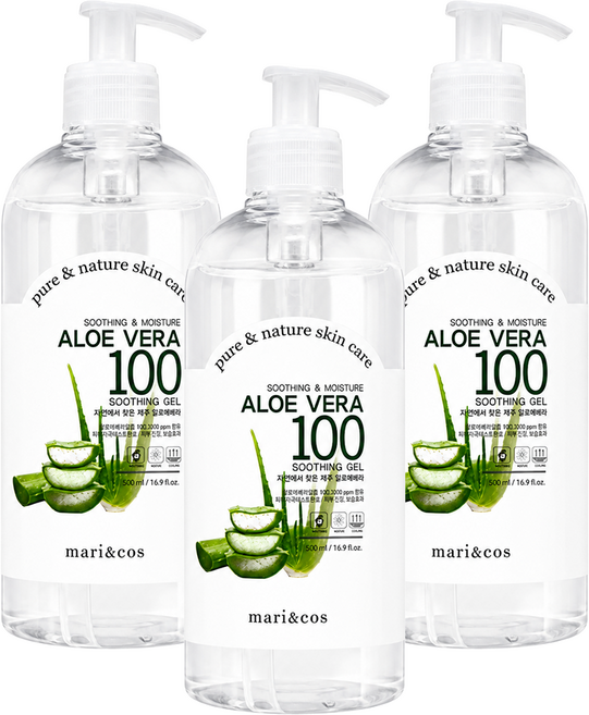 mari&cos 蘆薈凝膠 100 濟州蘆薈, 3件, 500ml