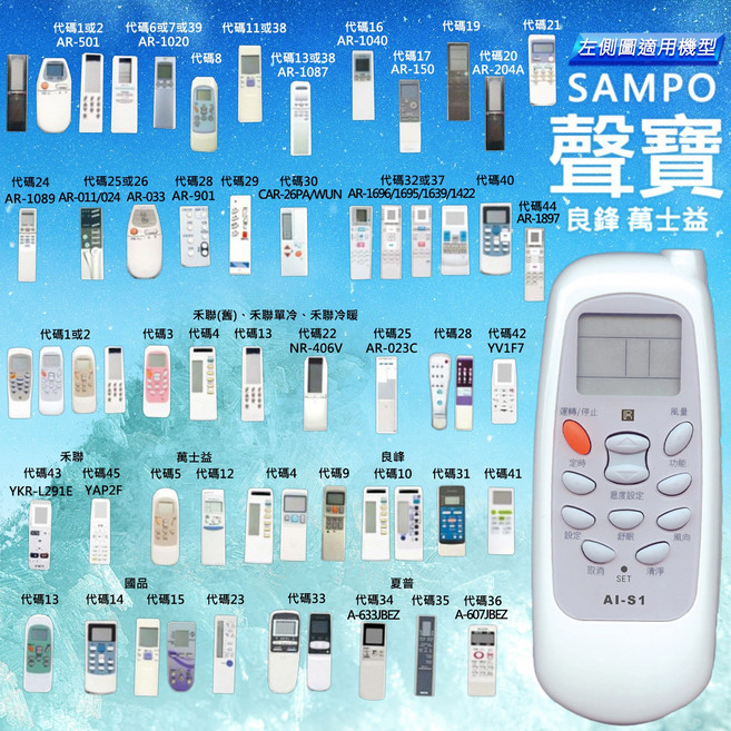 冷氣遙控器 紅外線遙控 北極熊 副廠產品適用於聲寶, 1個, AI-S1