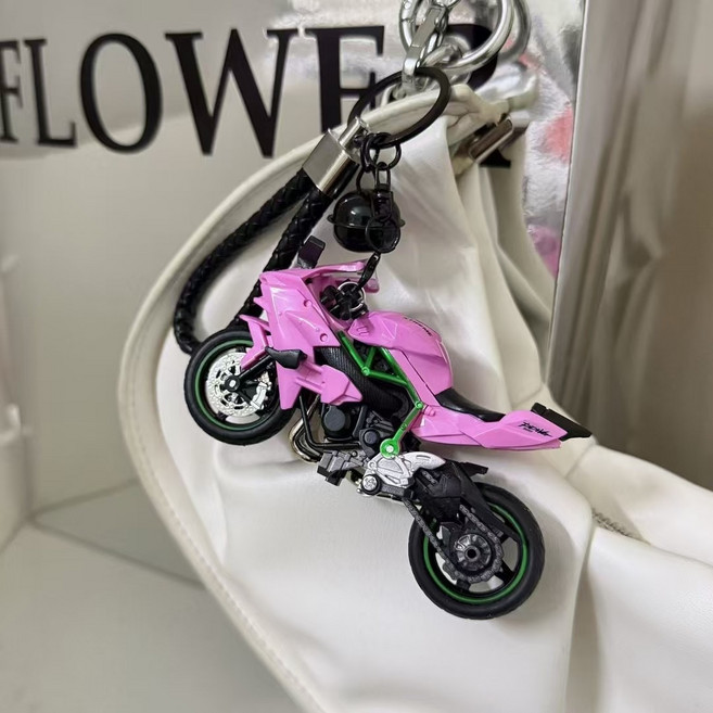 機車造型鑰匙圈掛飾 忍者/雅馬風格鈴鐺吊飾, 袋裝 - 粉色忍者ins風鈴鐺掛飾, 1個