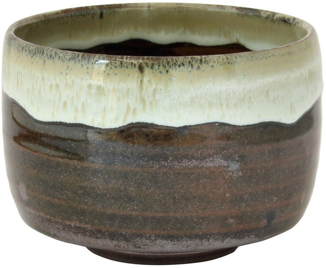 Aika 藍花 Rinzen 半月形抹茶陶瓷碗, 1個, 山嵐