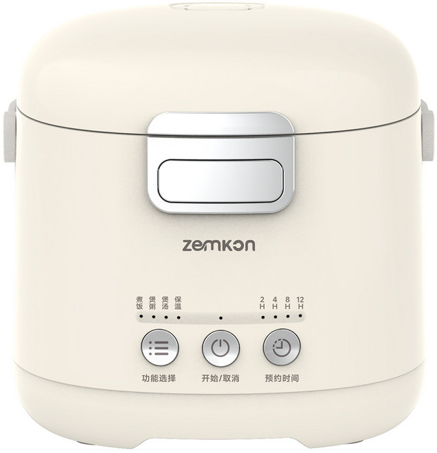 zemkon 智慧電鍋 1.2L 12H預約/保溫, 米白-鈦釜膽, 迷你小電飯鍋