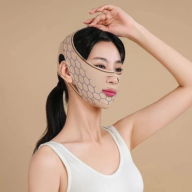 塑臉提升提拉緊緻面罩 睡眠繃帶 適用於雙下巴及法令紋, 1個, 砂袋装 玻尿酸 远红外 双层加压