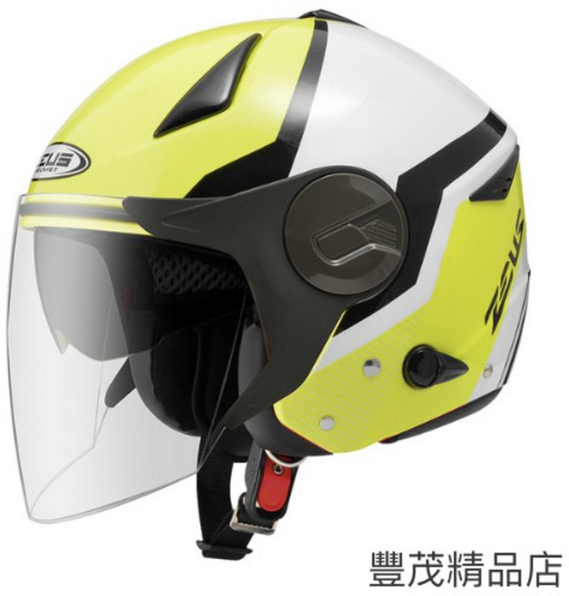 ZEUS 瑞獅 ZS-612A AD9 3/4罩 半罩安全帽 內墨片 雙鏡片 內襯全可拆, 螢光黃黑色