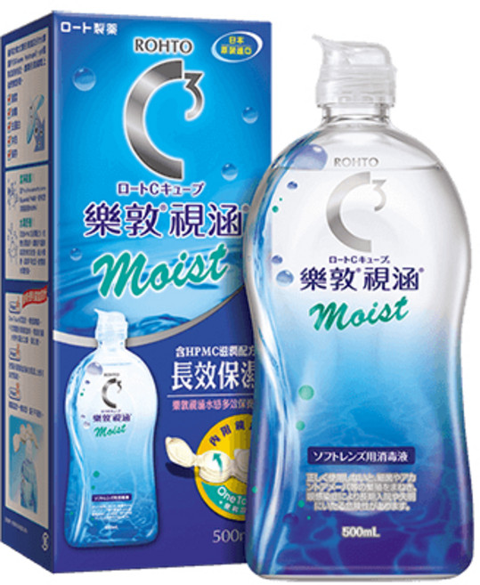 ROHTO 樂敦視涵水感多效保養液 500ml 日本原裝進口 隱形眼鏡保養液, 1個, 長效保濕1瓶 (效期2028/02)